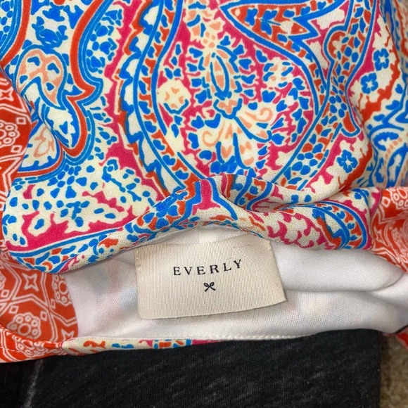 Everly Women's dress Orange Blue Boho Print A-line Size Sm Anthropologie sheath - Picture 3 of 8